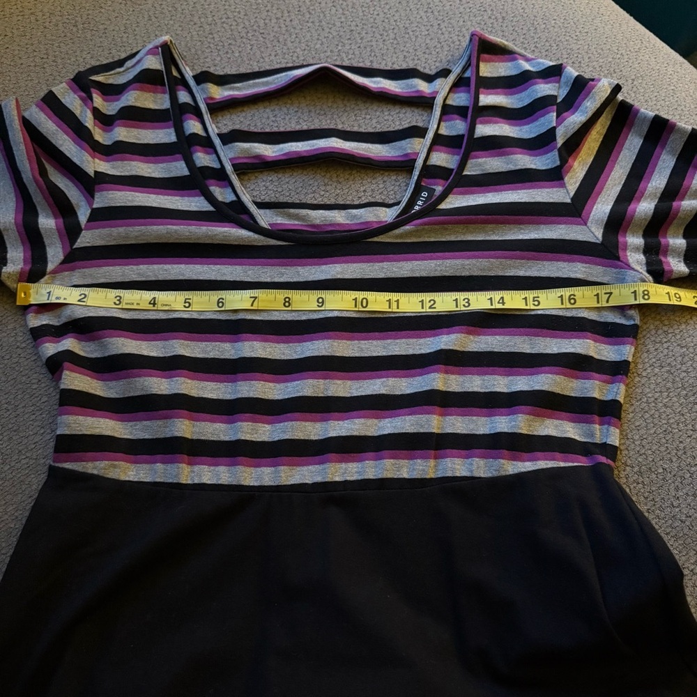 Torrid Pink and Black Striped Dress Women's Size 0 Large Cotton Blend - Picture 5 of 7